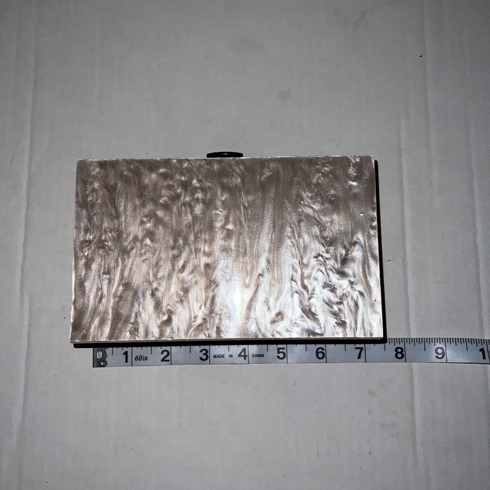 Pearl Pink Lucite Rectangular Evening Clutch Purse - image 1